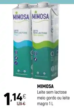 Coviran Mimosa leite sem lactose meio gordo ou leite magro promoção