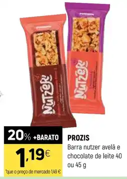 Coviran Prozis barra nutzer avelã e chocolate de leite promoção