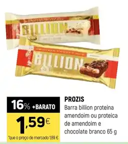 Coviran Prozis barra billion proteína amendoim ou proteica de amendoim e chocolate branco promoção