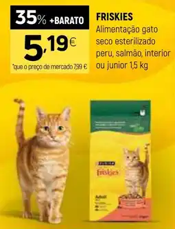 Coviran friskies alimentação gato seco esterilizado peru, salmão, interior ou junior promoção