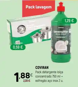 Coviran Coviran pack detergente loiça concentrado 750 ml + esfregão aço inox 2 u. promoção