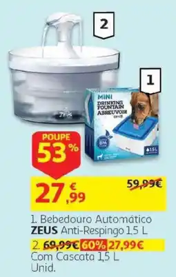 Auchan Bebedouro Automático Zeus Anti-Respingo 1,5 L promoção
