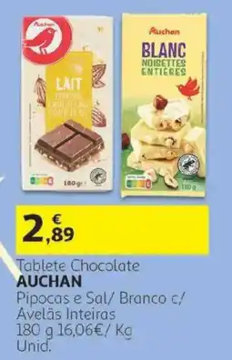 Auchan Tablete Chocolate Auchan Pipocas e Sal/ Branco c/ Avelãs Inteiras promoção