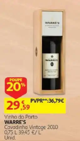 Auchan Vinho do Porto Warre's Cavadinha Vintage 2010 promoção