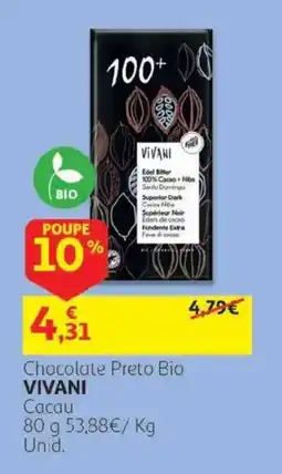 Auchan Chocolate preto bio vivani promoção