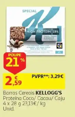 Auchan Barras Cereais Kellogg's Proteína Coco/ Cacau/ Caju promoção
