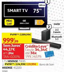 Auchan Tv smart hisense 75" promoção