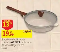 Auchan Frigideira de alumínio fundido actual c/ tampa de vidro bege promoção