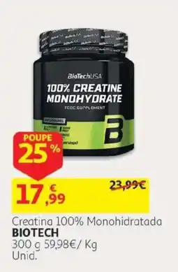 Auchan Creatina 100% Monohidratada biotech promoção