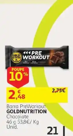 Auchan Barra PreWorkout Goldnutrition Chocolate promoção