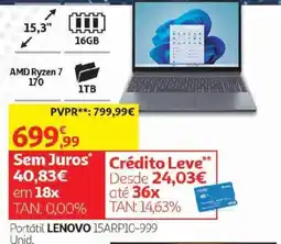 Auchan Portátil lenovo 15arp10-999 promoção