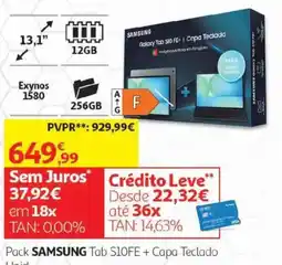 Auchan Pack samsung tab s10fe + capa teclado promoção