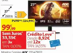 Auchan Monitor Gaming AOC promoção