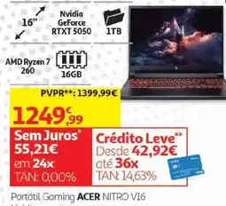Auchan Portátil Gaming Acer Nitro V16 promoção