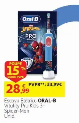 Auchan Escova Elétrica Oral-B Vitality Pro Kids 3+ Spider-Man Unid. promoção