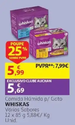 Auchan comida húmida p/ gato whiskas promoção