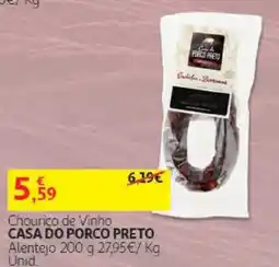 Auchan Chourico de Vinho Casa do Porco Preto promoção