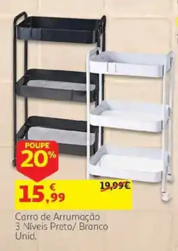 Auchan Carro de Arrumação 3 Níveis Preto/ Branco promoção