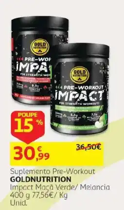 Auchan Suplemento Pre-Workout Goldnutrition Impact Maçã Verde/Melancia promoção