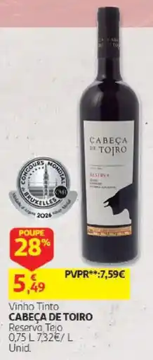 Auchan Vinho Tinto Cabeça de Toiro promoção
