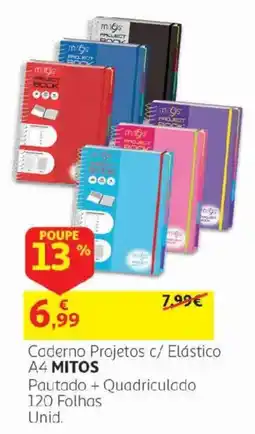 Auchan Caderno Projetos c/ Elástico A4 MITOS promoção