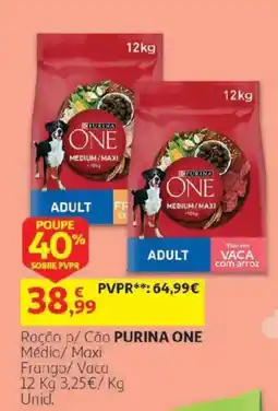 Auchan Ração p/ Cão Purina One Médio/ Maxi Frango/ Vaca promoção