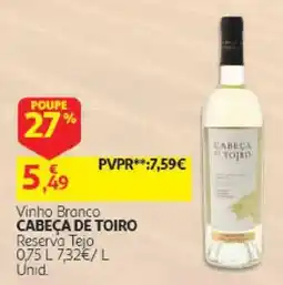 Auchan Vinho Branco Cabeça de Toiro Reserva Tejo promoção