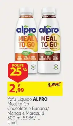 Auchan Yofu Líquido ALPRO Meal to Go Chocolate e Banana/Manga e Maracujá promoção