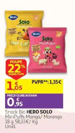 Auchan Snack Bio Hero Solo MiniPuffs Manga/Morango promoção