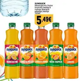 Neomáquina Sunquick maracujá mix; frutos tropicais; laranja & manga; laranja & pêssego; laranja promoção