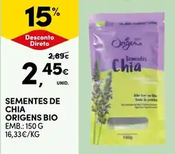 Continente Sementes de chia origens bio promoção