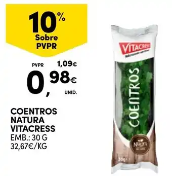 Continente Coentros natura vitacress promoção