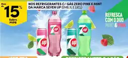 Continente Nos refrigerantes c/ gás zero pink e mint da marca seven up promoção