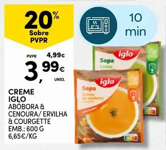 Continente creme iglo abóbora & cenoura/ ervilha & courgette promoção