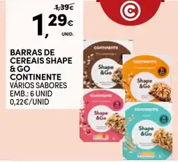Continente Barras de cereais shape & go continente promoção