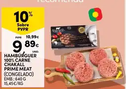 Continente Hambúrguer 100% carne chakall prime meat promoção