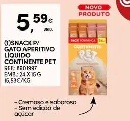 Continente Snack p/ gato aperitivo líquido continente pet promoção
