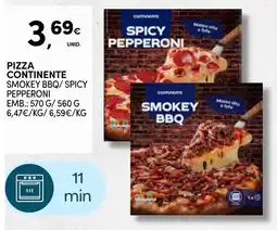 Continente pizza continente smokey bbq/spicy pepperoni promoção