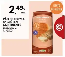 Continente Pão de forma s/gluten continente promoção