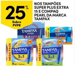 Continente Nos tampões super plus extra 15 e compaq pearl da marca tampax promoção