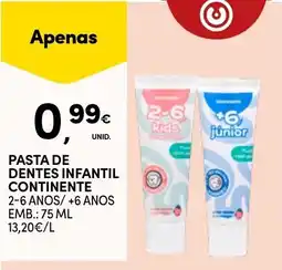 Continente Pasta de dentes infantil continente promoção