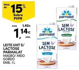 Continente Leite uht s/ lactose parmalat magro/meio gordo promoção