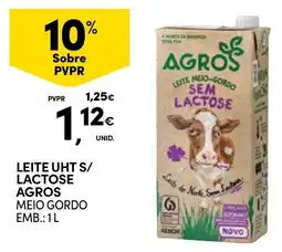 Continente Leite uht s/ lactose agros meio gordo promoção