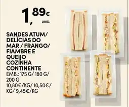 Continente Sandes atum/ delicias do mar / frango/ fiambre e queijo cozinha continente promoção