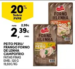 Continente Peito peru/frango forno de lenha campo frio promoção