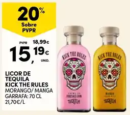 Continente Licor de tequila kick the rules morango/manga promoção