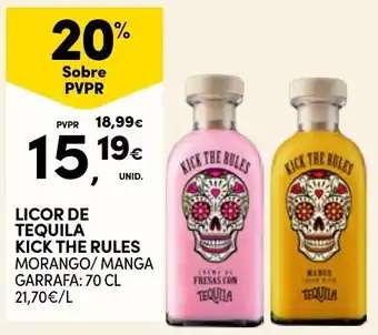 Continente Licor de tequila kick the rules morango/manga promoção