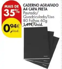 Pingo Doce caderno agramado a4 capa preta promoção
