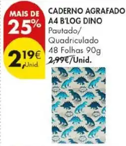 Pingo Doce caderno agrafado a4 b'log dino promoção