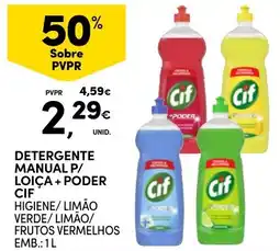 Continente Detergente manual p/ loiça + poder cif promoção